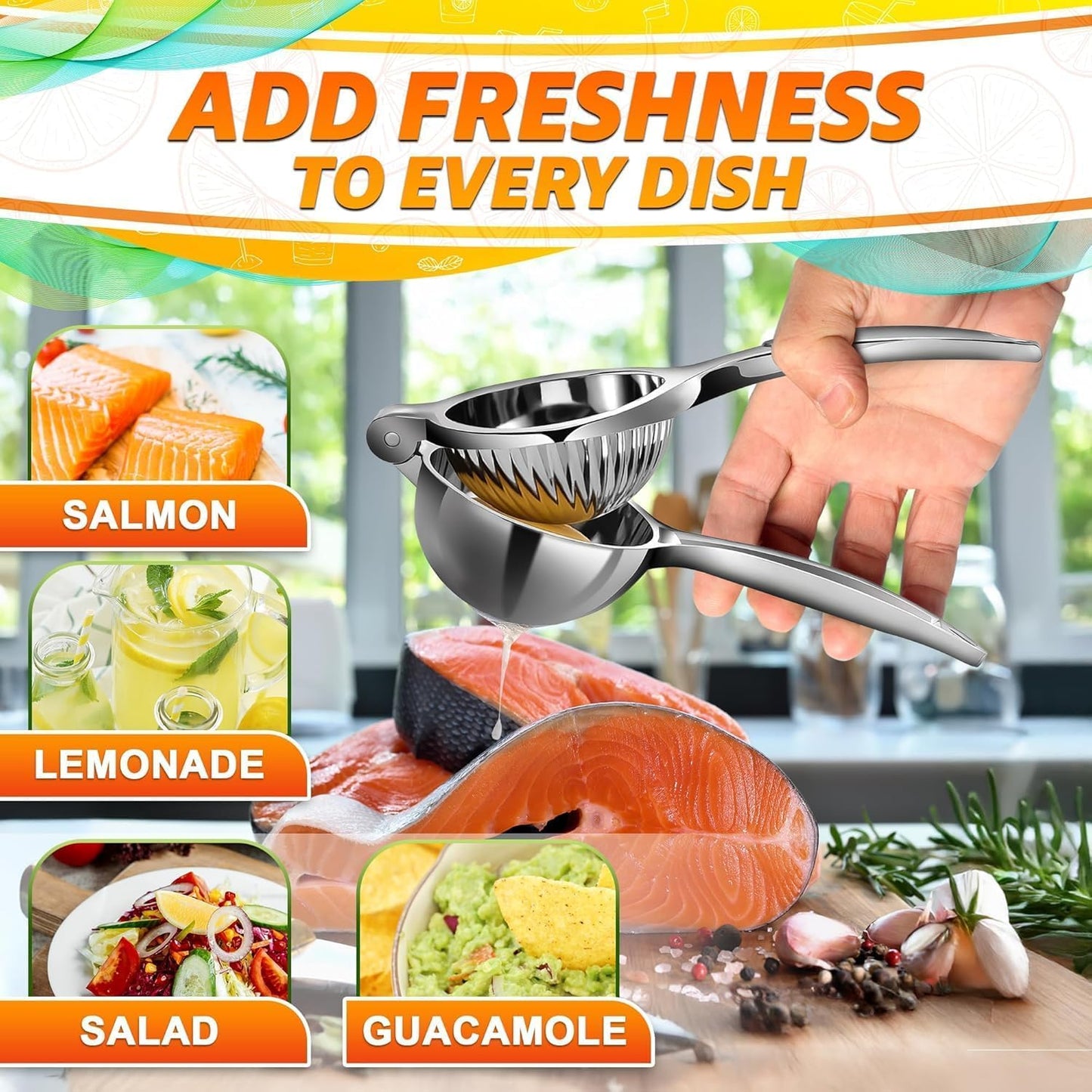 Stainless Steel Lemon Squeezer – Lemon Juicer Squeezer Manual Citrus Juicer | Dishwasher Safe Citrus Press | Corrosion-Resistant | Effortless Maximum Juice Extraction for Lemons, Limes, Oranges & More