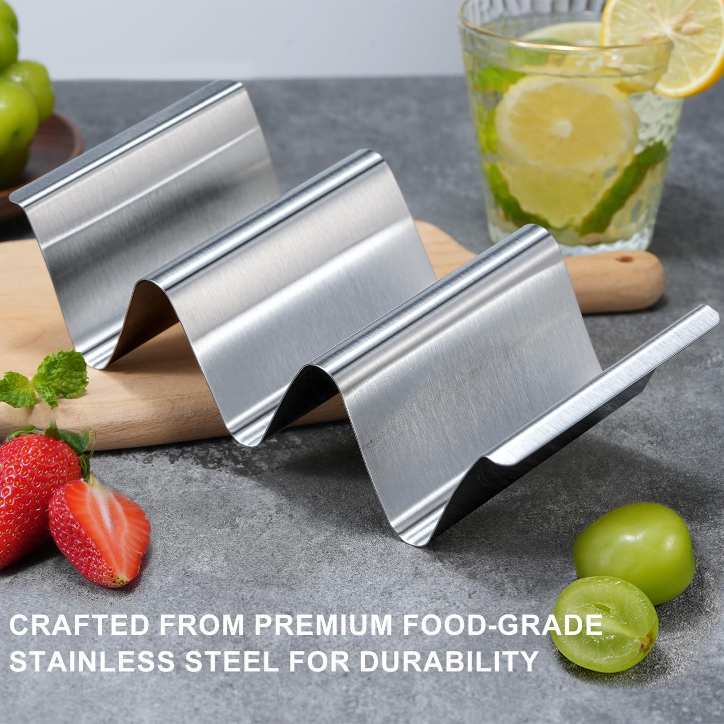 Taco Holder Stand, 6 Packs Stainless Steel Taco Rack Truck Tray Style, Oven, Grill and Dishwasher Safe