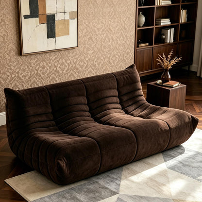 WHGBJA Bean Bag Chairs for Adults, BeanBag Reading Chair Memory Foam Couch 3-Seater, Floor Chair Soft Teddy Material, Comfy Reading Nook Chairs for Bedroom Living Room Office (Coffee)