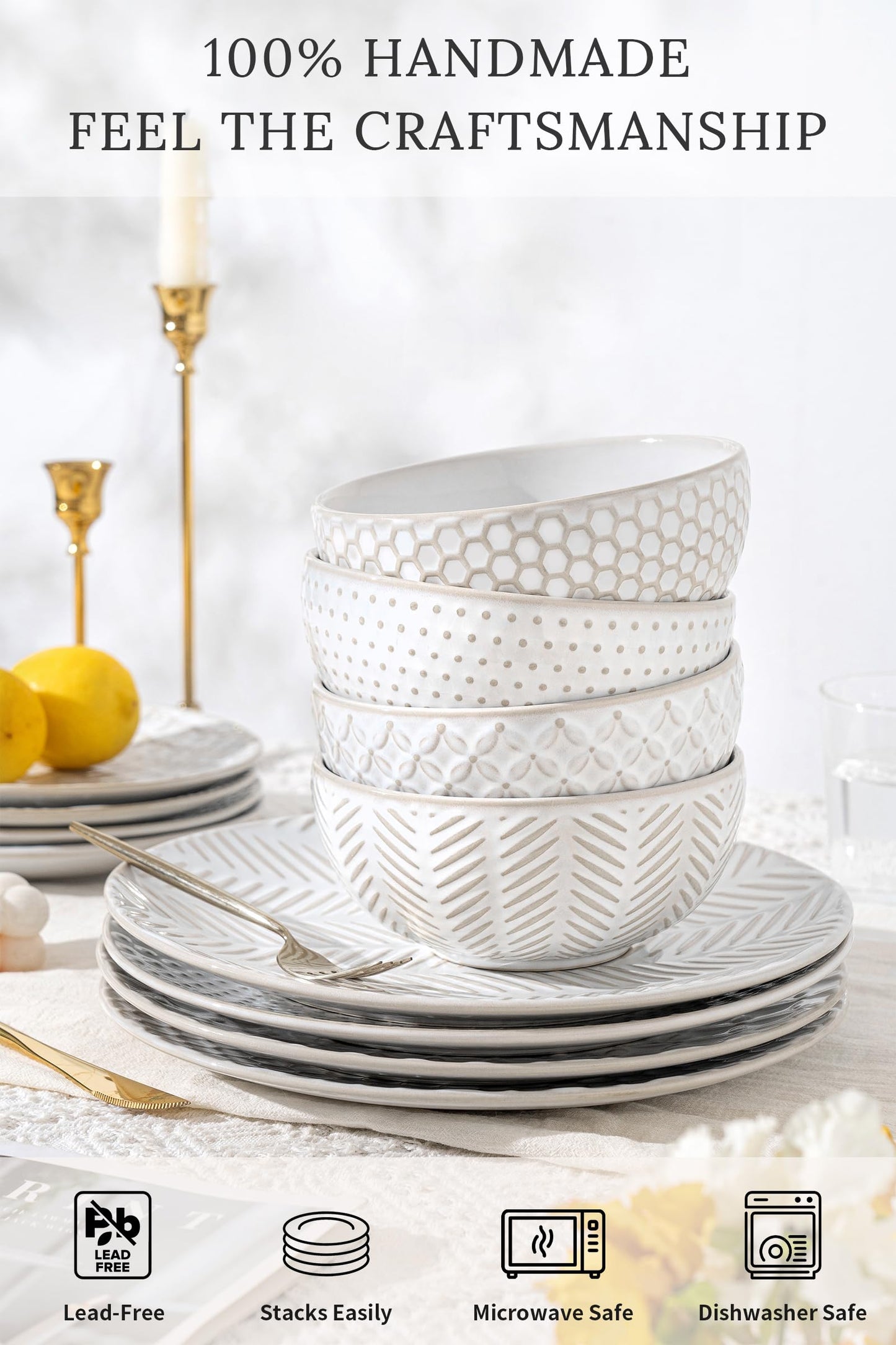 36-Piece Dinnerware Set for 12,Transform Your Table with Stylish Plates & Bowls,Ideal for Hosting, Entertaining & Special Occasions, Dishwasher Safe