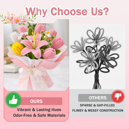 Party Rose 650PCS Pipe Cleaners Craft, Pipe Cleaner Bulk Flower Kit, 6 Colors Chenille Stems Flower Making Kit with Floral Wires, Gardening Tape, Stamens