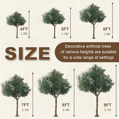 Faux Olive Tree - Large Realistic Artificial Olive Tree with Trunk, Adjustable Branch for Wedding Event Indoor Outdoor Home Office Living Room Farmhouse Decor (5FT)