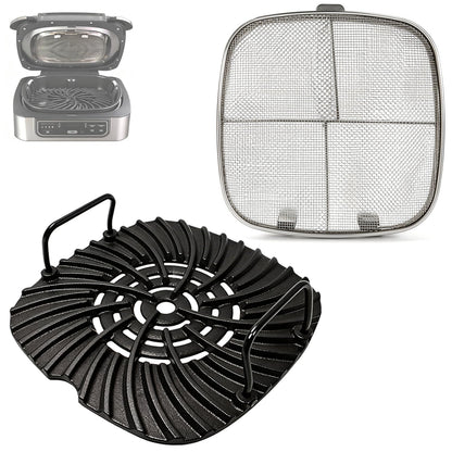 Grill Grate and Splatter Shield for Ninja Foodi 5-in-1 Grill Parts, Non-Stick Griddle Pan and Splatter Screen for Ninja Foodi AG300, AG301C, AG302, AG400 Accessories