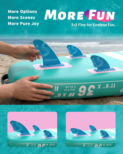 iTAOSTAR W01AP 36" Super Wide Paddle Board, More Fun Inflatable Paddleboard with 5 Fins for Better Balance, Stand Up Paddle Board with Premium SUP Accessories for Adults of All Skill Levels