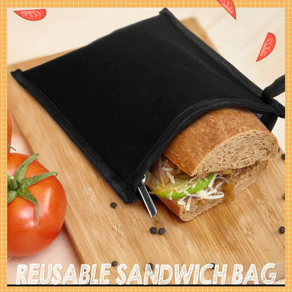 Reallnaive 4 Set Insulated Sandwich Bags Reusable Lunch Bags Small Thermal Snacks Pouch Washable Reusable for Picnic, Travel, Office, Classroom, School(1 Sizes,Basic Design)