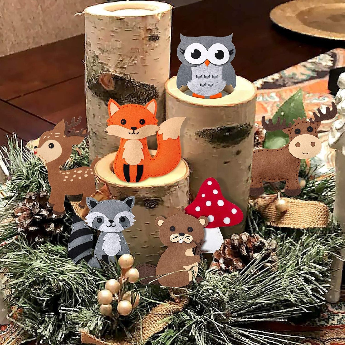 CiyvoLyeen Woodland Animals Craft Kit Kids DIY Crafting and Sewing Set Woodland Animals Felt Plushie for Girls and Boys Educational Beginners Sewing Set Sewing Kits for Kids Age 8 9 10 11 12