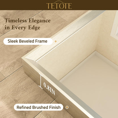 TETOTE Brushed Nickel Vanity Mirror for Bathroom 60" x 36" Beveled Frame Rectangle Bathroom Mirror for Over Sink Brushed Nickel, Tempered Glass, Stronger Frame, Modern Farmhouse Bedroom, Entryway