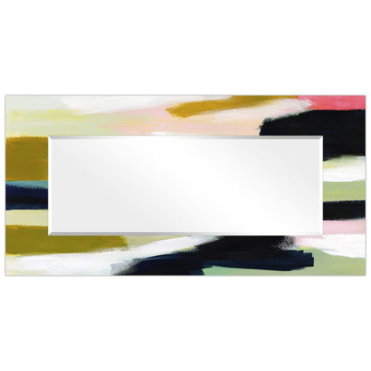 Empire Art Direct Rectangular Beveled Wall Mirror on Multicolor Abstract Printed Temped Glass, Vanity, Bathroom Mirror, Ready to Hang