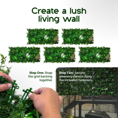 NatraHedge 20''X40'' Artificial Kauai Living Wall Grass Wall Decor, 5Pcs (28SqFt) Hedge Leaf Grass Panels for Indoor, Outdoor, Garden and Balcony Privacy Fence Screen