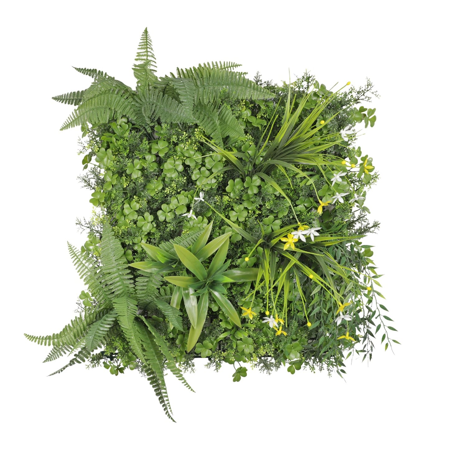 COARBOR 16 Packs 20" x 20" Artificial Boxwood 3D Panels Faux Ivy Fence Privacy Topiary Hedge Plant Fence Grass Wall Panels Backdrop for Balcony Patio Outdoor Indoor, White Yellow Flower