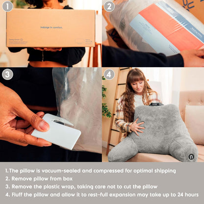 Nestl Fur Reading Pillow with Shredded Memory Foam, Stylish Back Pillow for Bed Sitting Up, Faux Fur Reading Pillows
