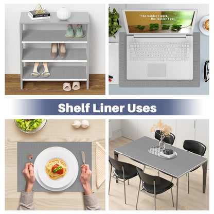 Shelf Liners for Kitchen Cabinets Refrigerator Liners Waterproof & Oil-Proof Kitchen Cupboard Liner Plastic Drawer Mats PVC Material Non Adhesive Fridge Liner for Shelves Gray 11.8 x 59 Inch