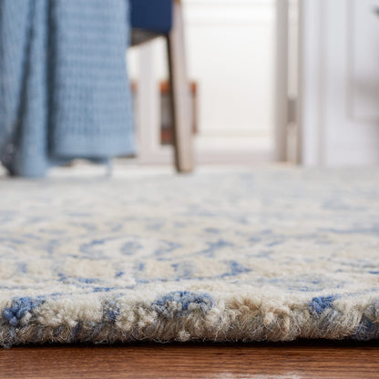SAFAVIEH Micro-Loop Collection 10' x 14' BlueIvory MLP532M Handmade Premium Wool Living Room Dining Bedroom Area Rug