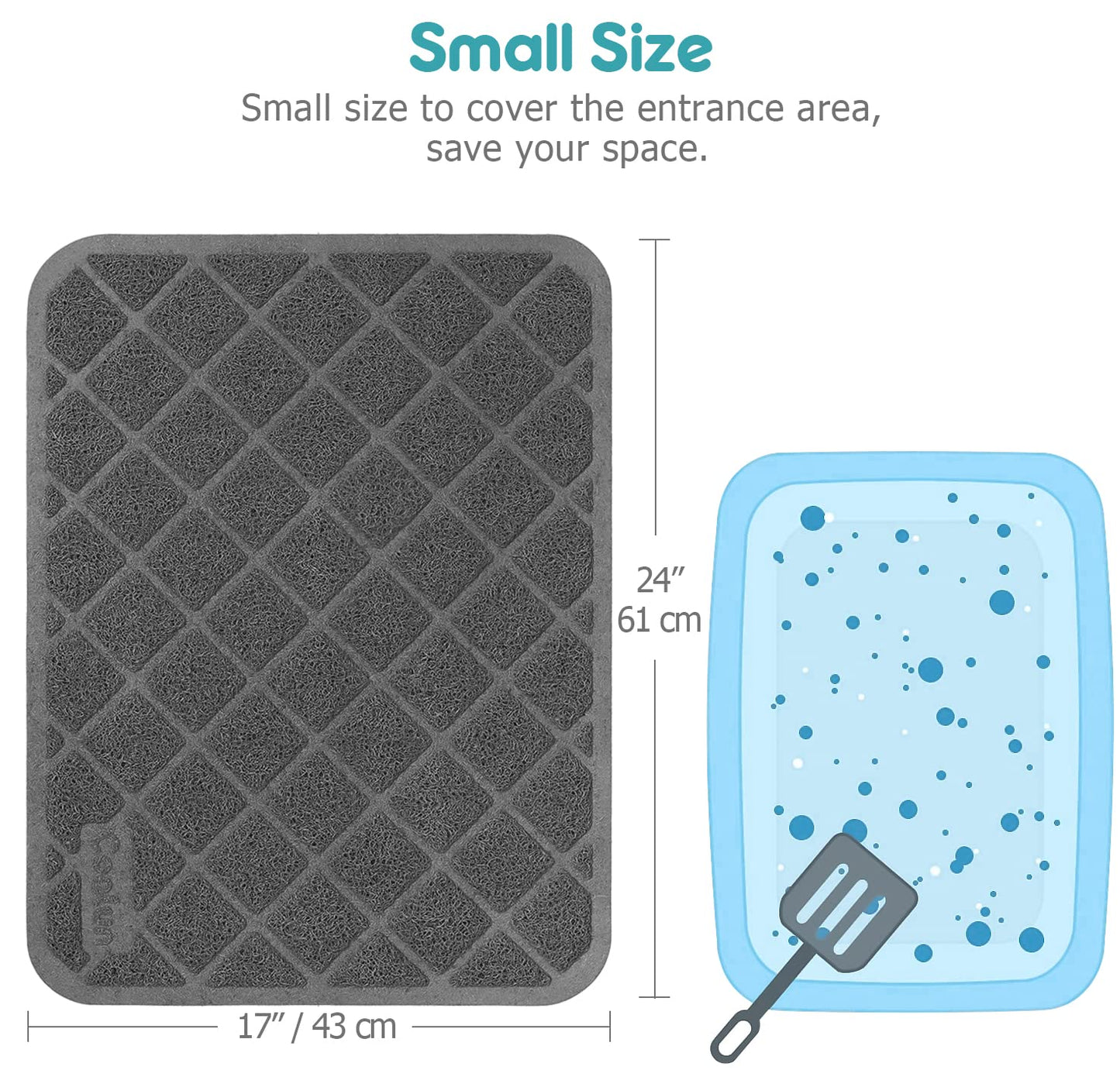 Conlun Cat Litter Mat Litter Trapping Mat, 24" x 17" Premium Durable PVC Grid Mesh with Scatter Control, Non-slip, Less Waste Cat Litter Box Mat, Soft on Kitty’s Paws, Urine Waterproof