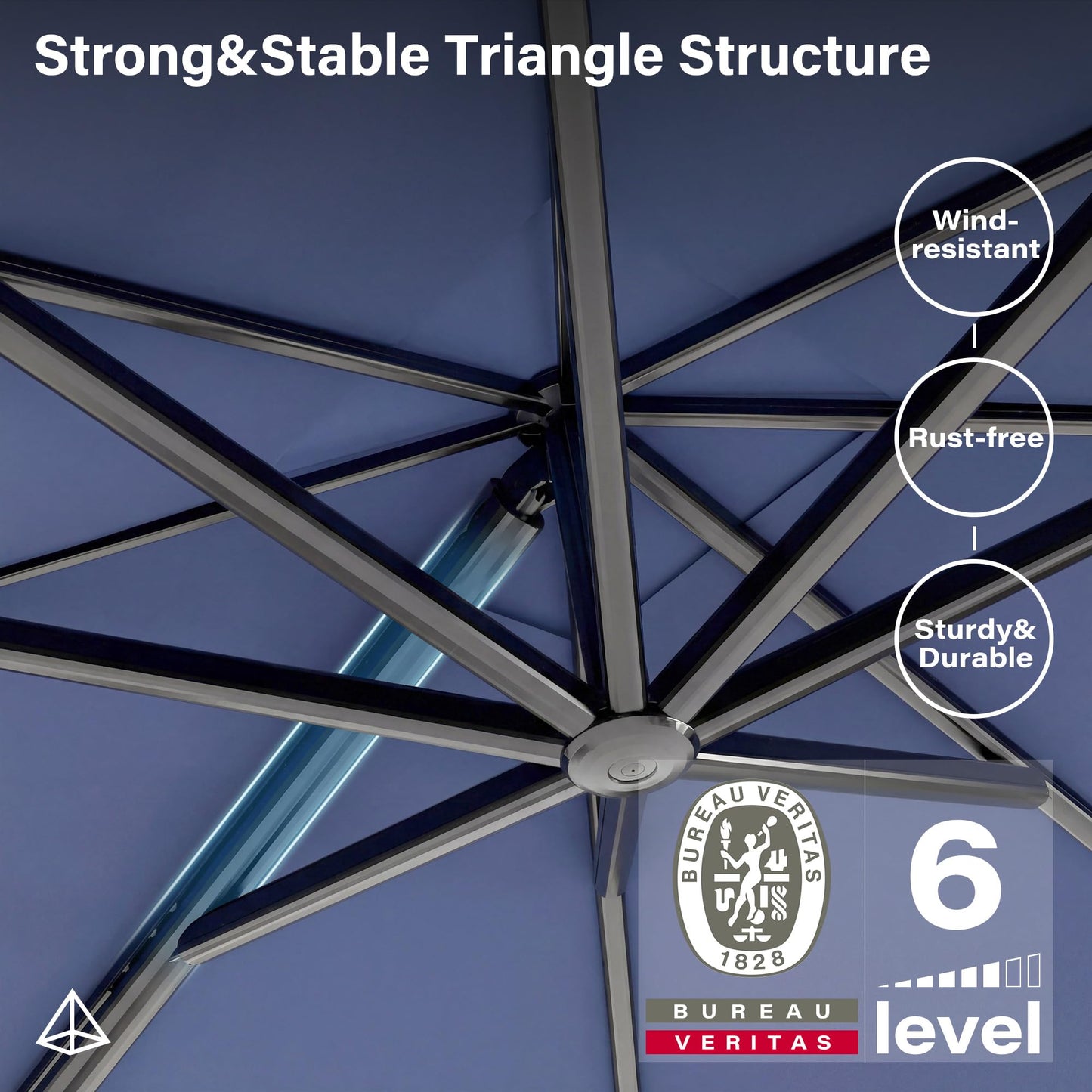 EO Living 11 Feet Patio Umbrella Outdoor Cantilever Square Umbrella Heavy Duty Aluminum Offset Umbrella with 360-degree Rotation for Garden Deck Pool Patio（Squre Blue）