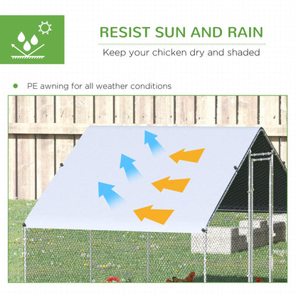 PawHut Large Chicken Coop Metal Chicken Run with Waterproof and Anti-UV Cover, Spire Shaped Walk in Fence Cage Hen House for Outdoor and Yard Farm Use, 1" Tube Diameter, 9.8' x 19.7' x 6.6'