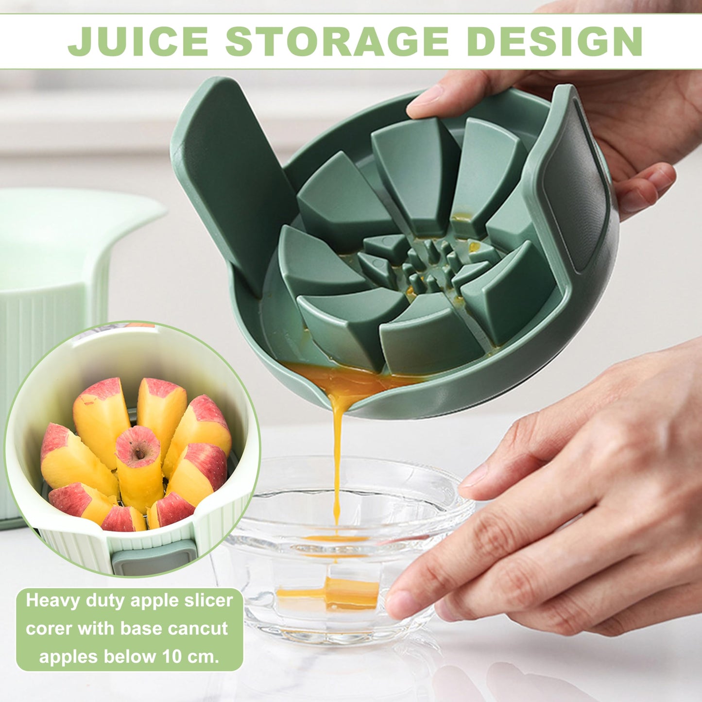 Apple Slicer, Heavy Duty Apple Corer and Slicer with Comfort Handles, 8-Slice Large Apple Slicer for Up to 3.8" Apples, with Extra Tomato & Fruit Cutting Blades