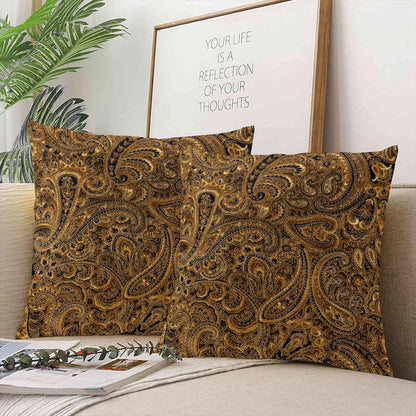 Pretty Brown Beige and Black Floral Paisley Decorative Throw Pillow Cover, 20X20 Inch Polyester Cushion Case