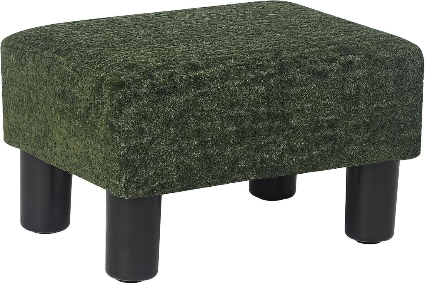 15" Adeco Flannel Small Footstool Ottoman for Footrest, Modern Velvet Rectangle Step Stool Extra Seating with Non-Skid