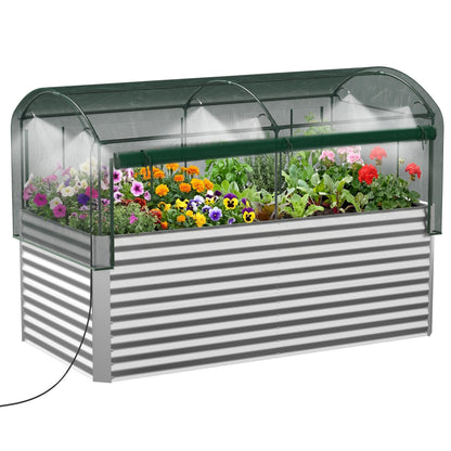 8x4x3 ft Tall Galvanized Raised Garden Bed with Self-Watering System, Elevated Planter Boxes Outdoor with Mesh Cover, Rectangular Deep Raised Beds for Gardening,Vegetables,Flower, Backyard, Patio