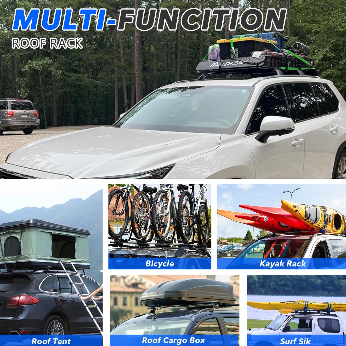Posris Roof Rack Side Rails and Cross Bars for Honda Pilot 2016 2017 2018 2019 2020 2021 2022 Luggage Carrier Silver