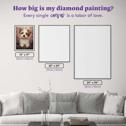 DIAMOND ART CLUB Small Wonder - Terrier Diamond Painting Kit, Fun DIY Crafts for Adults, Round Diamond Art Canvas, 13" x 17" (33 cm x 44 cm)
