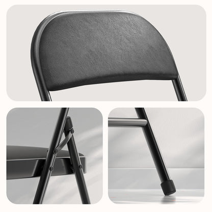 Nazhura 4 Pack Folding Chairs with Padded Vinyl Cushion Chairs with Comfortable Cushion and Durable Steel Frame for Home and Office, for Indoor and Outdoor Events (Black Vinyl Padding 20 Pack)