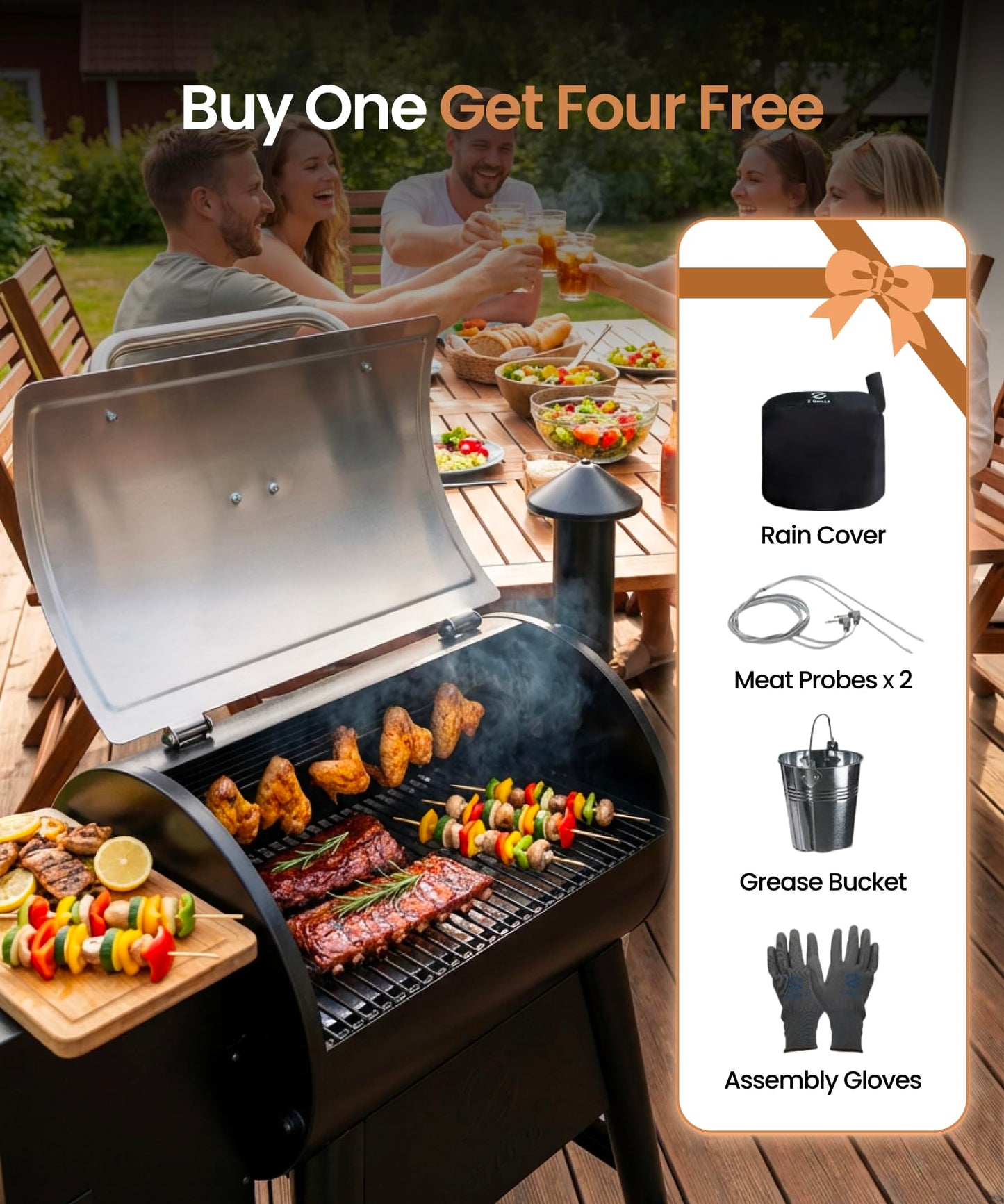Z GRILLS 450E Pellet Smoker Grill, Upgrade PID 3.0 Temperature Control (180-450°F), 459 SQ.IN Cooking Area, 8 in 1 BBQ Grill,Hopper Cleanout, Meat Probe, Rain Cover, for Backyard Camping