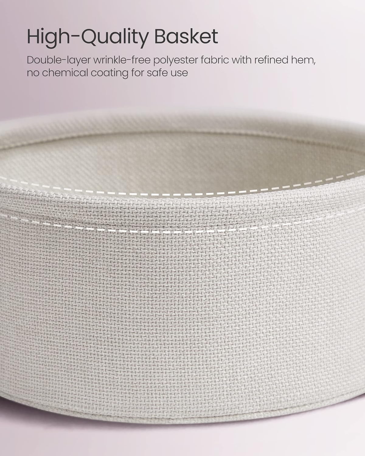 ULET223R61 VASAGLE LILEA Collection - Small Round Side End Table, Modern Nightstand with Fabric Basket, Jelly Pink