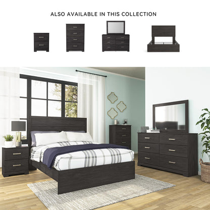 Signature Design by Ashley Belachime Casual Queen Panel Bed with Metal Slats, Foundation or Box Spring Needed, Black