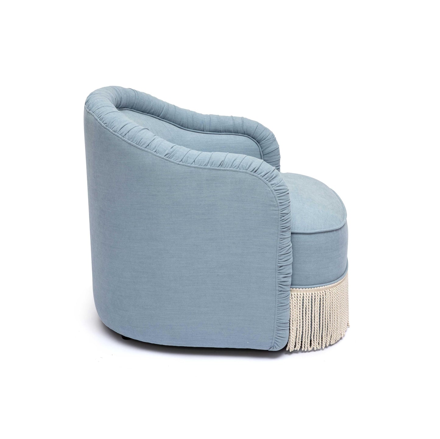 Tov Furniture Pamela Faded Blue Recycled Fabric Tassel Lounge Chair