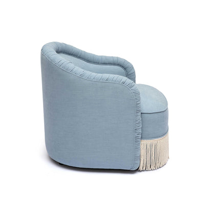 Tov Furniture Pamela Faded Blue Recycled Fabric Tassel Lounge Chair