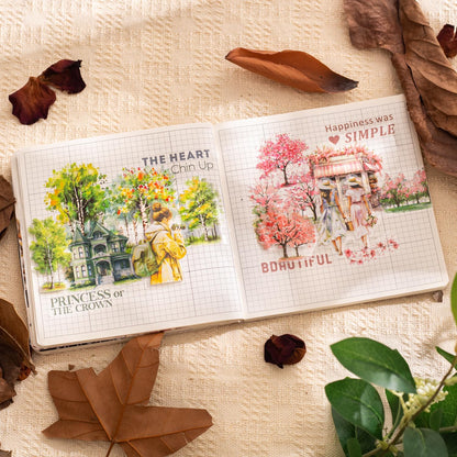 MisKepaa Scrapbook Nature Stickers Set,6 Rolls PET Plant Tape Stickers for Journaling,Forest Washi Tape for Junk Journal Supplies,Scrapbooking,DIY Craft,Photo Frame(Forest)