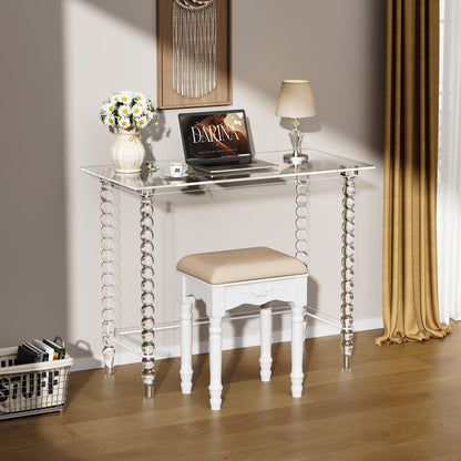 Dewrhiixe Acrylic Desk Computer Laptop Table, Writing Desk Console Entrance Table for Home Office Study Desk (Clear, 39.4“W×19.7”D×29.5“H)