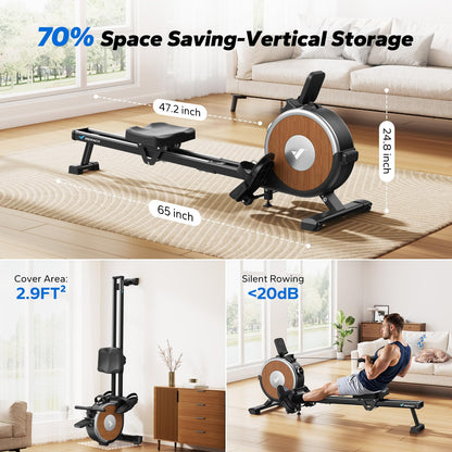 MERACH Self-Powered Rowing Machines for Home, Electromagnetic Resistance 2.0 Rowing Machine, Smart Adjust Resistance and Self-Develop APP, Upgrade LED Electronic Monitor and Comfortable Seat Cushion