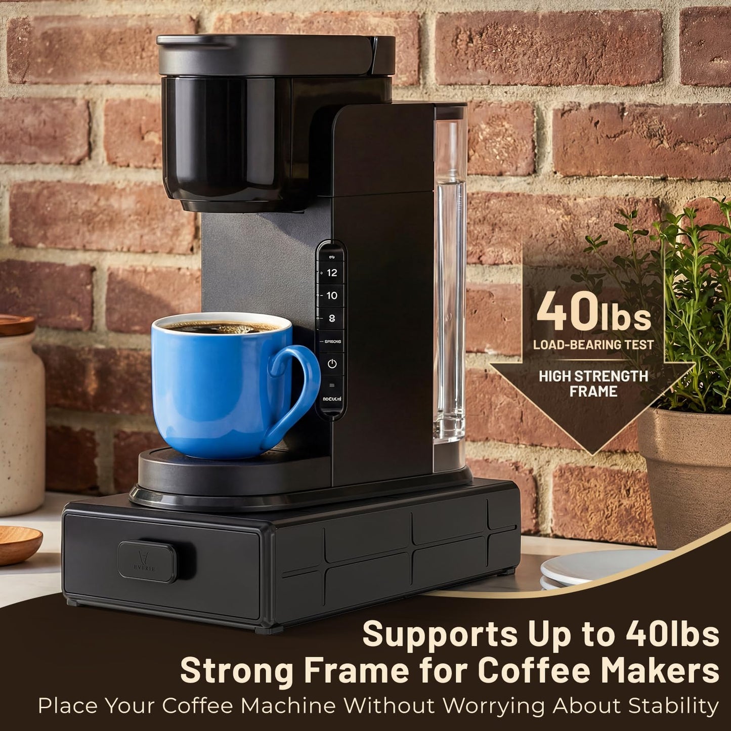 EVERIE Coffee Pod Organizer Drawer for Keurig K-Cup Pods, Holds 18 Pods - Compact, Easy-Access Design with Smooth Glide, Ideal for Small Spaces and Coffee Machines