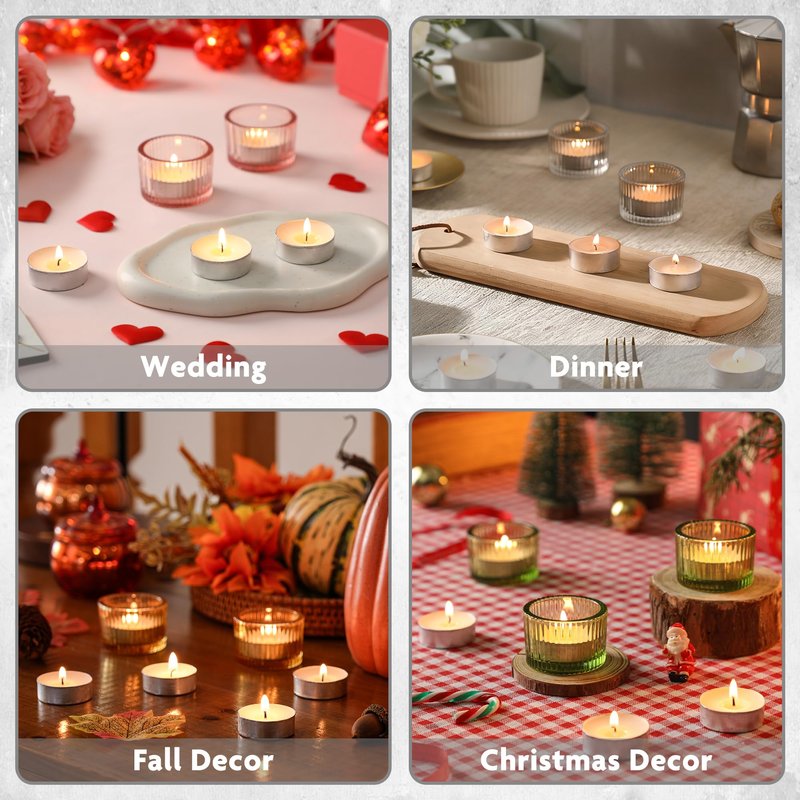 Unscented Tealight Candles - 100 Pack 4 Hours Smokeless White Small Tea Candles for Weddings,Warmer Home Decor for Home