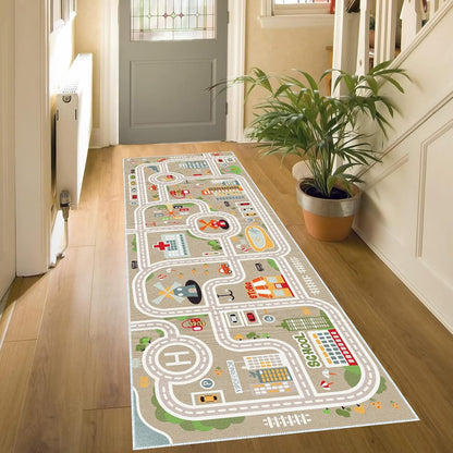 XRYZHC 2' 4' 2' 4') Kids Car Train Rug, x Boys Play Carpet, Floor Mat Playmat for Playroom Bedroom Kids Toddler RoomNon