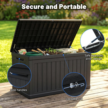 Seeheool 230 Gallon Large Outdoor Storage XXL Deck Box for Patio Furniture, Outdoor Cushions, Garden Tools and Sports/Pools Equipment, Waterproof Resin, Lockable, Black