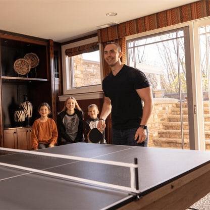 7' 3 in 1 Multi Game Pool Table with Dining Top Pool Ping Pong Table Combo with Dual Storage Bench Seating. Includes Billiards, Ping Pong Accessories. (Rustic Oak with Grey Felt)