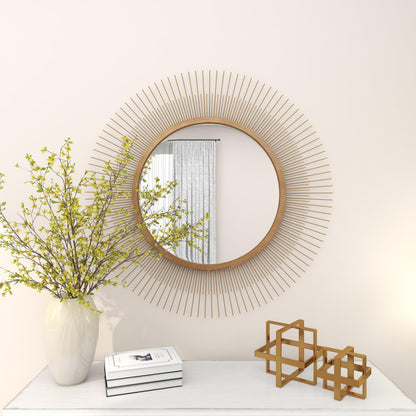 Deco 79 Metal Room Wall Mirror Starburst Entryway Mirror, Wall Mounted Mirror 36" x 2" x 36", Gold