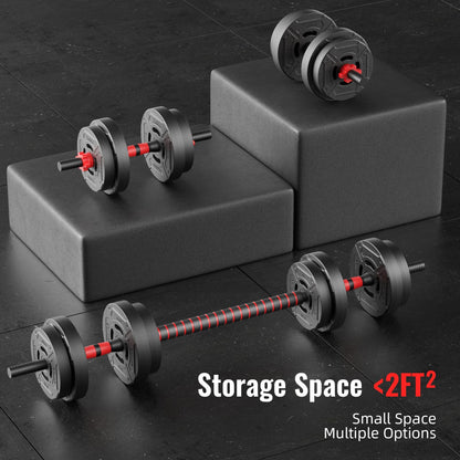 Fitvids Multi-Functional Portable Changeable Dumbbell and Barbell Kettlebell Set with Adjustable Weights, 40LBS or 60LBS Sets, 2-in-1 or 4-in1, Multiple Styles