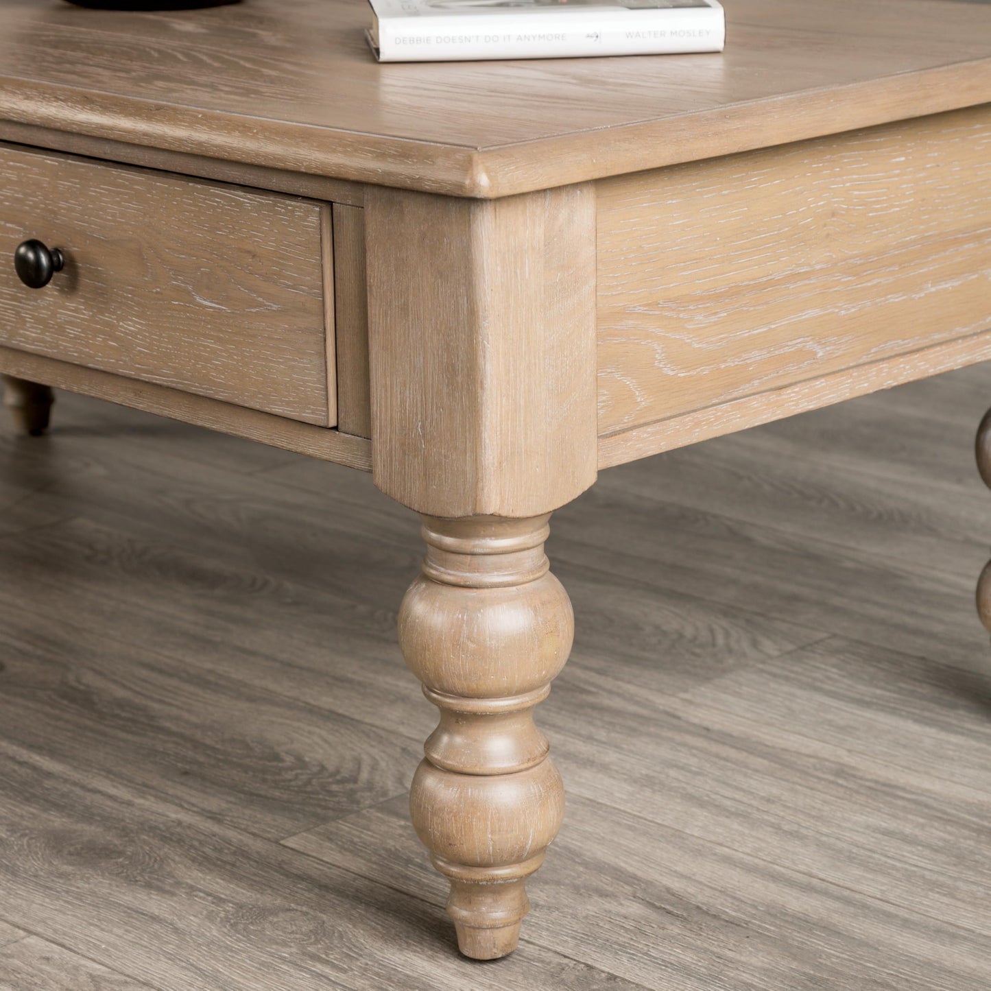 Furniture of America Shelimar Transitional Solid Wood 52-inch Rectangular Coffee Table, 2 Soft-Closing Drawers and Ball-Bearing Glide for Living Room, Light Washed White