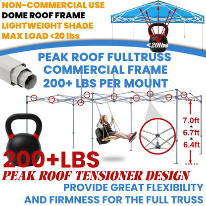 Tradesparker Pop Up Tent,Commercial Movable Canopy with ApexCore LED&Rugged Casters-Instant Easy Setup Shelter Canopies with Weight Bags&Stakes for Outdoor Events(10x15, with 4 Sidewalls, White)