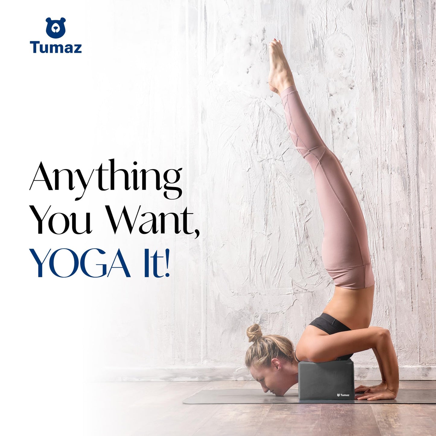 Tumaz Non-Slip Yoga Blocks 2-Pack - High Density/Lightweight EVA Foam & Natural Cork for Stability, Premium Set with E-Book Included