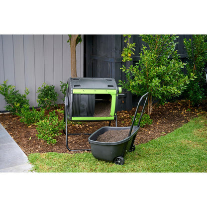 HomeStock Compost Tumbler 48 Gallon Dual Compartment - Geared Rotation & Cart Access