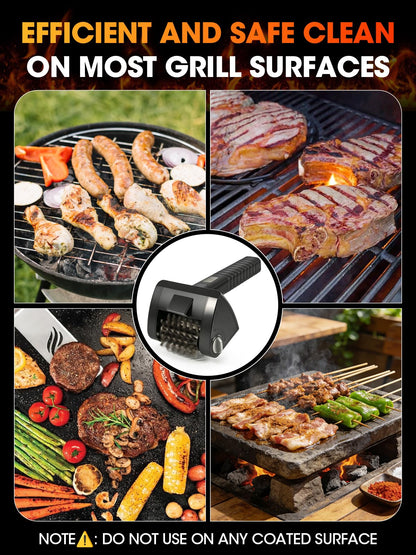 Electric Grill Brush, Cordless Rechargeable BBQ Cleaner, 2-Speed Control, 304 Stainless Steel Removable Brush Head for BBQ Grates & Outdoor Grills