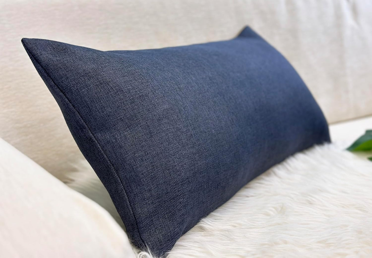12x24 Inch 1 Aiking Home Imitation Burlap Lumbar Pillow Cover Vintage Faux Linen Rustic Natural Look, Piece Elegance