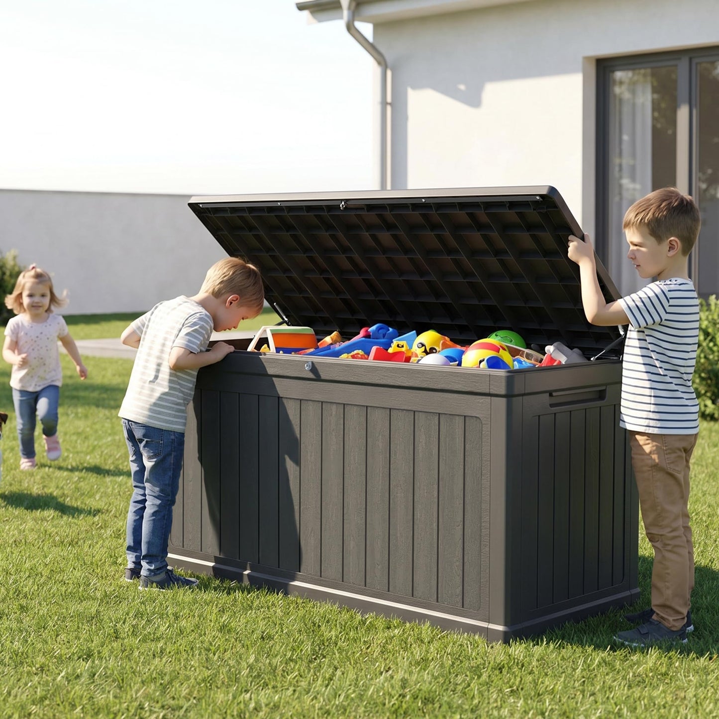 Cirui 320 Gallon Deck Box, Lockable Waterproof Storage Box, Outdoor Storage Bin for Package Delivery, Patio Cushions, Gardening Tools，Pool Accessories and Sports Equipment (Black,320 Gallon)