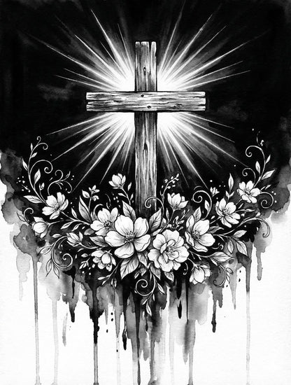 On The Dot Art Dot Painting Kit for Adults |Faith in Bloom Christian Cross 13x17 Canvas with Dual Tip Marker|Activity Alternative to Diamond Painting|No Tiny Pieces No Mess Floral Faith Frameable Gift